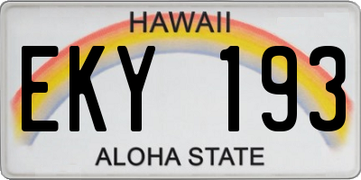 HI license plate EKY193