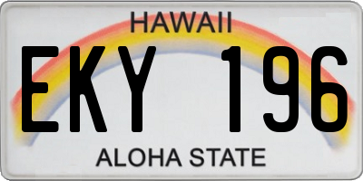 HI license plate EKY196