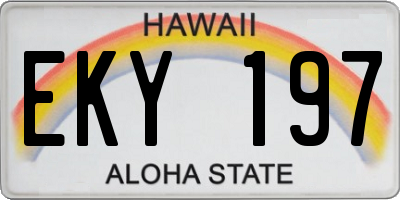 HI license plate EKY197