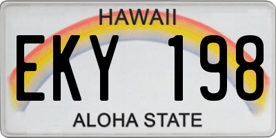 HI license plate EKY198