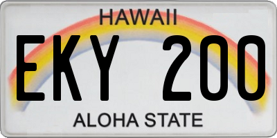 HI license plate EKY200
