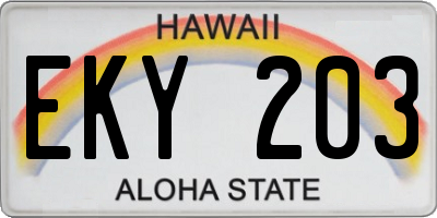 HI license plate EKY203