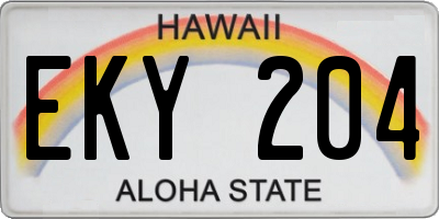 HI license plate EKY204
