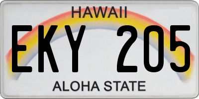 HI license plate EKY205