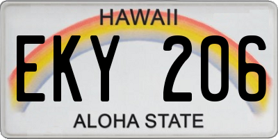 HI license plate EKY206