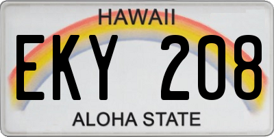HI license plate EKY208