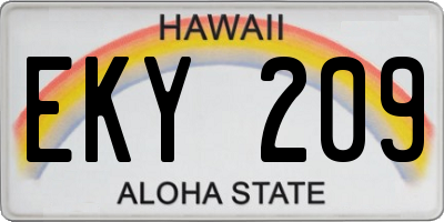 HI license plate EKY209