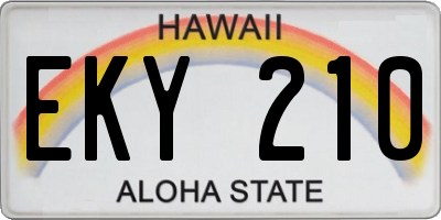 HI license plate EKY210