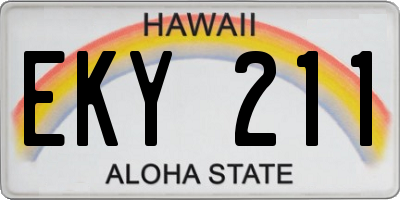 HI license plate EKY211