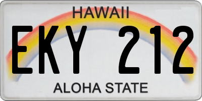 HI license plate EKY212