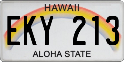 HI license plate EKY213
