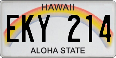 HI license plate EKY214