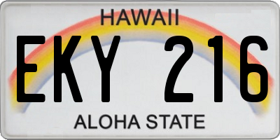 HI license plate EKY216