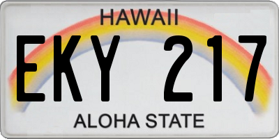 HI license plate EKY217