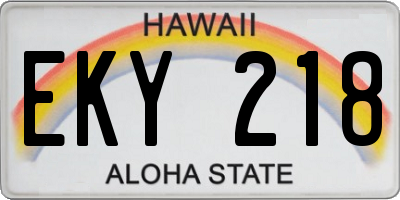 HI license plate EKY218