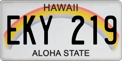 HI license plate EKY219