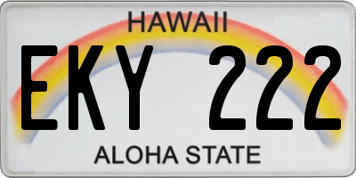 HI license plate EKY222