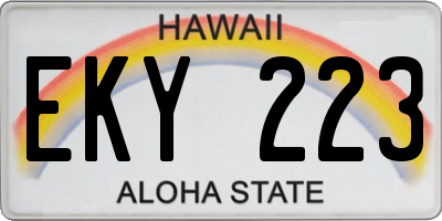 HI license plate EKY223