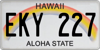 HI license plate EKY227