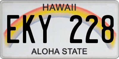 HI license plate EKY228