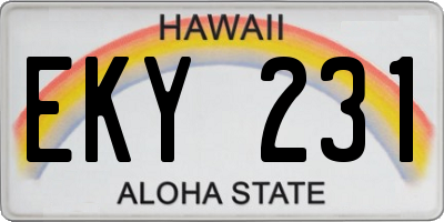 HI license plate EKY231