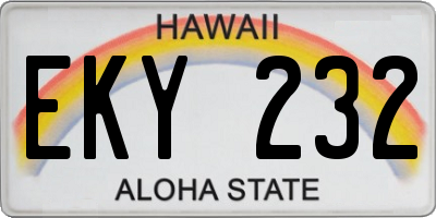 HI license plate EKY232