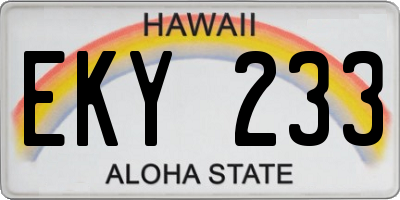 HI license plate EKY233