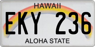 HI license plate EKY236