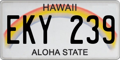 HI license plate EKY239