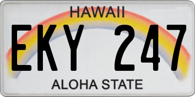 HI license plate EKY247