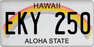 HI license plate EKY250