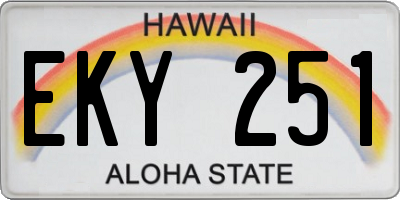 HI license plate EKY251