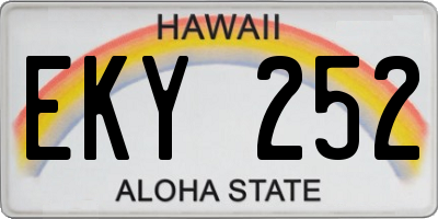 HI license plate EKY252