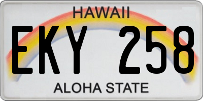 HI license plate EKY258
