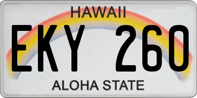 HI license plate EKY260