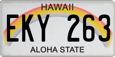 HI license plate EKY263
