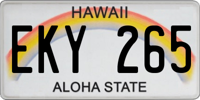 HI license plate EKY265