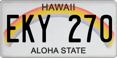 HI license plate EKY270