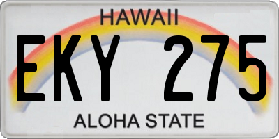 HI license plate EKY275
