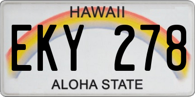 HI license plate EKY278