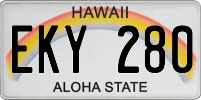 HI license plate EKY280