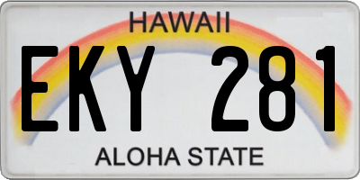 HI license plate EKY281