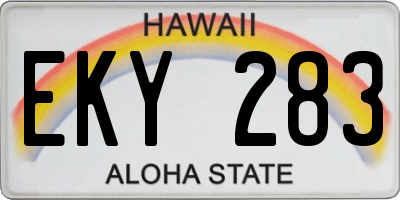 HI license plate EKY283