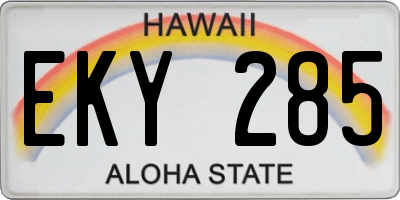 HI license plate EKY285