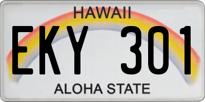 HI license plate EKY301