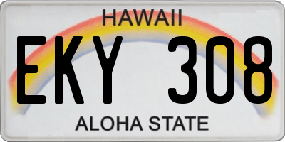 HI license plate EKY308