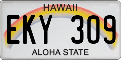 HI license plate EKY309