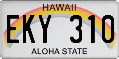 HI license plate EKY310
