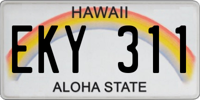 HI license plate EKY311