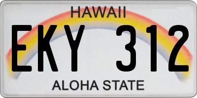 HI license plate EKY312